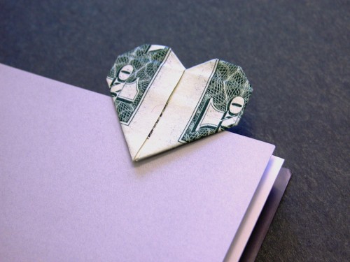 dollar heart bookmark