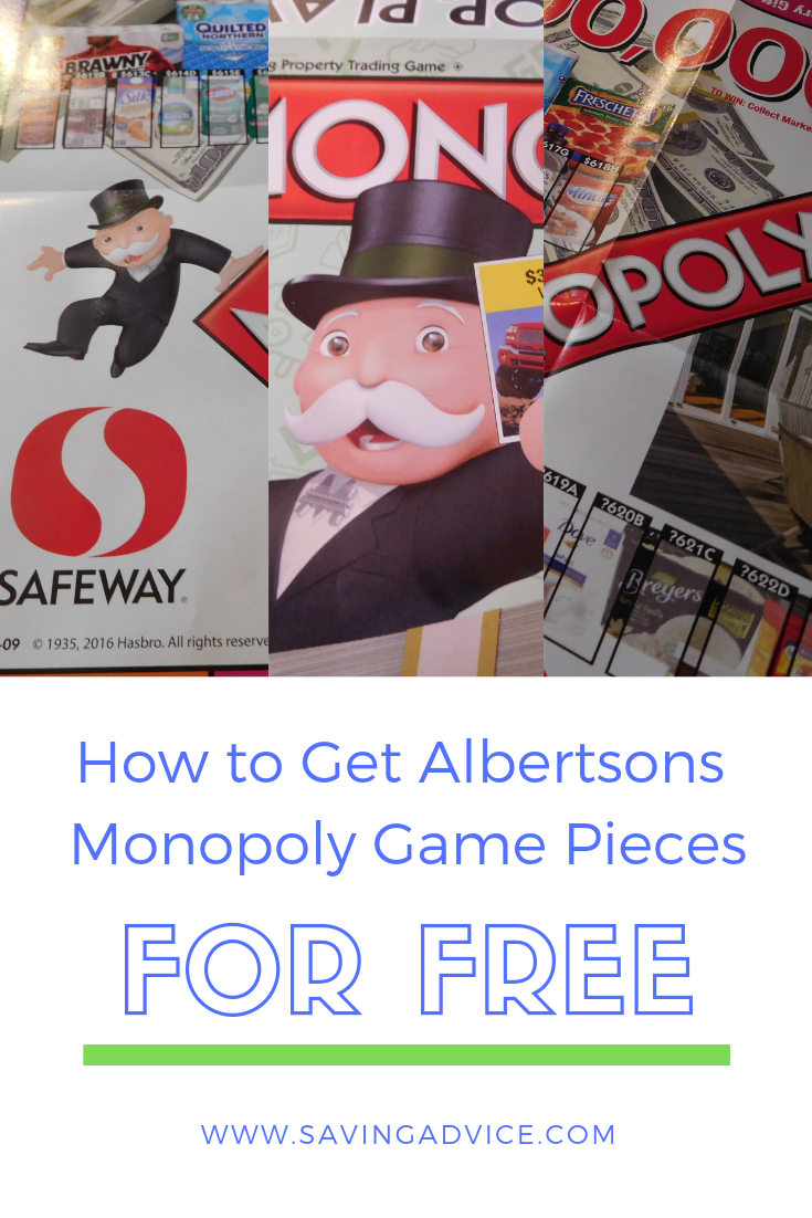 albertsons monopoly game pieces for sale