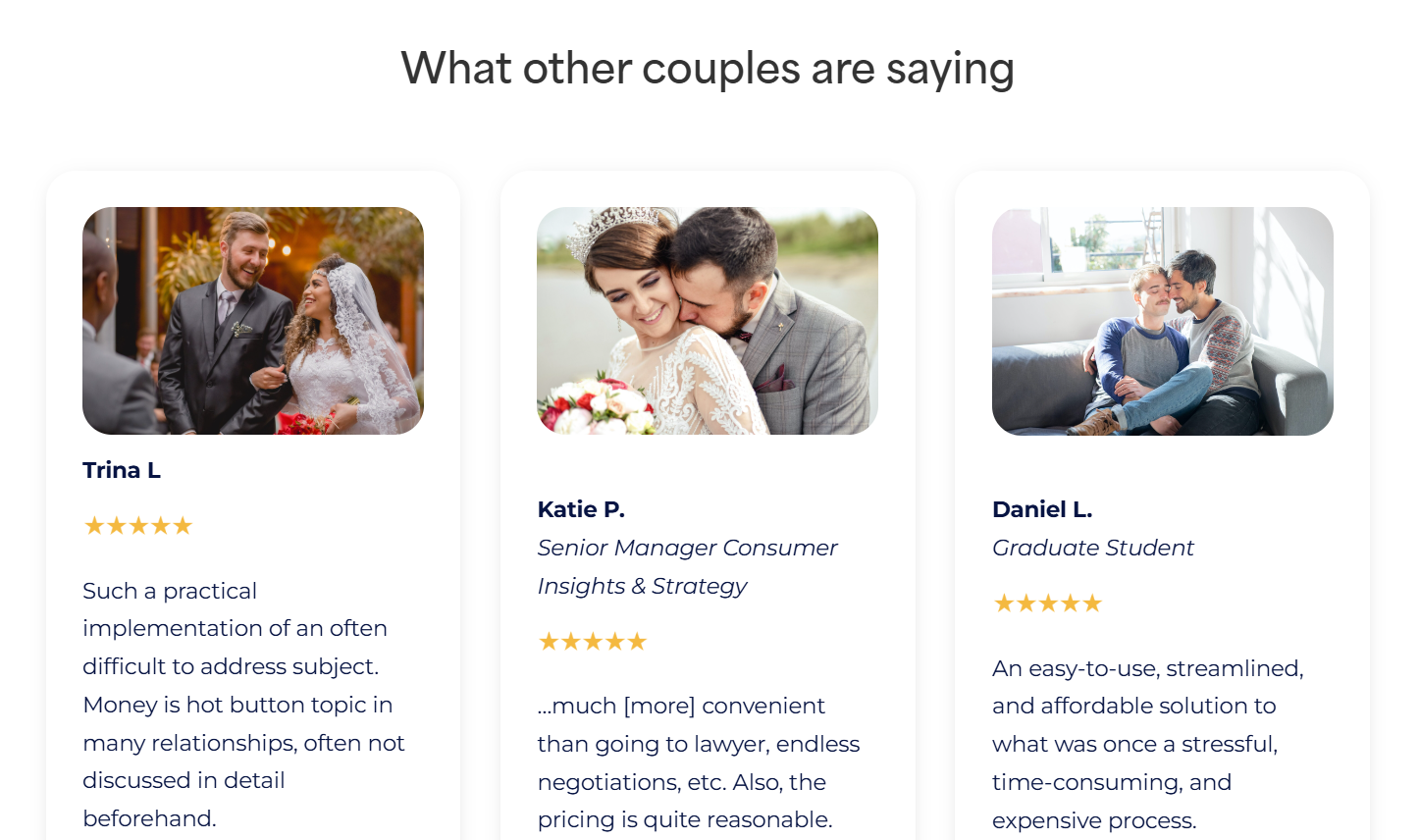 what couples are saying about Hello Prenup.