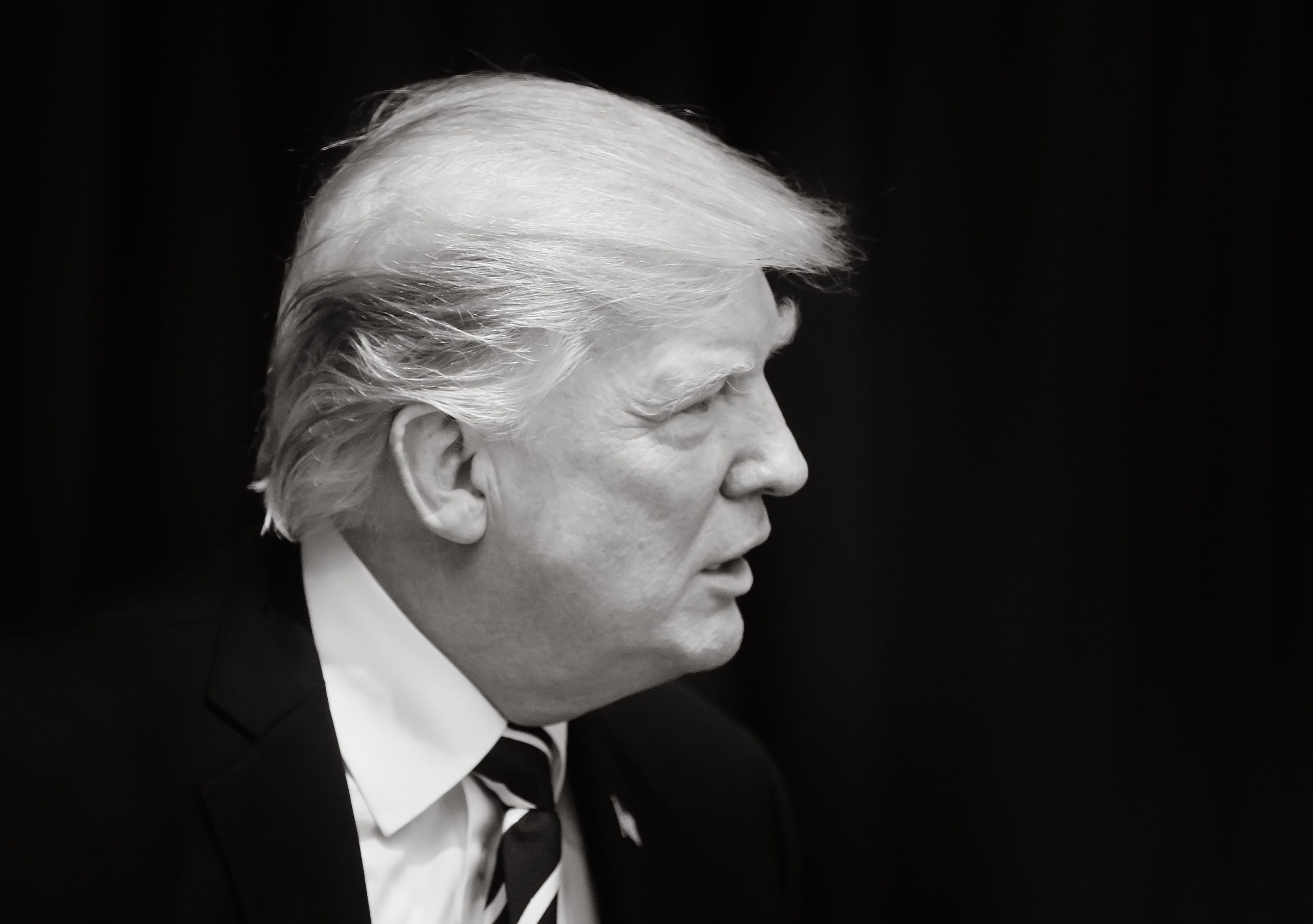 Donald Trump black and white side view